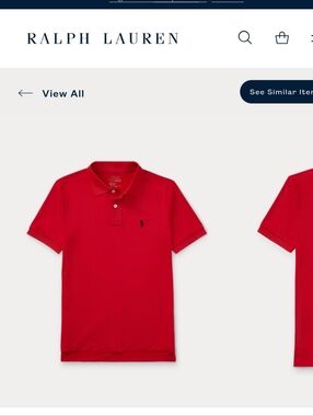 Ralph Lauren Boys' Bright Red Performance  Polo with Navy Pony